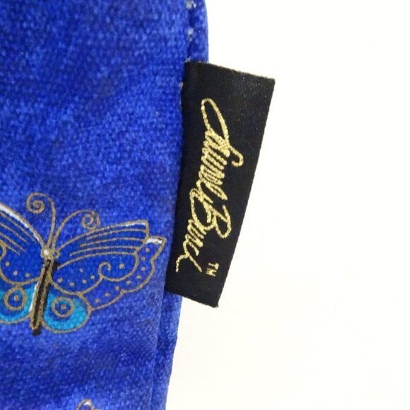 Indigo Cats Laurel Burch Small Canvas Purse Tote Handbag Blue NEW Beaded Sequin - Picture 3 of 8